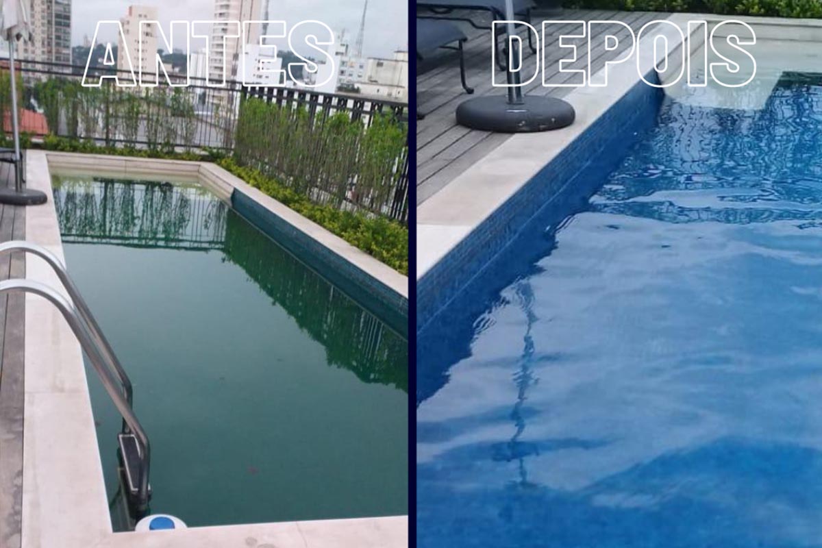 Piscina cristalina após o tratamento da Craft Piscinas